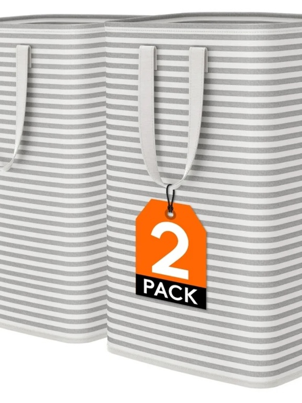 “Lifewit” Gray & White Striped Collapsible Laundry Hamper‼️